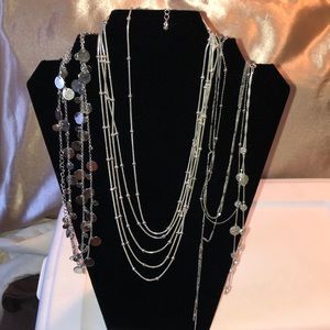 4 silver necklaces